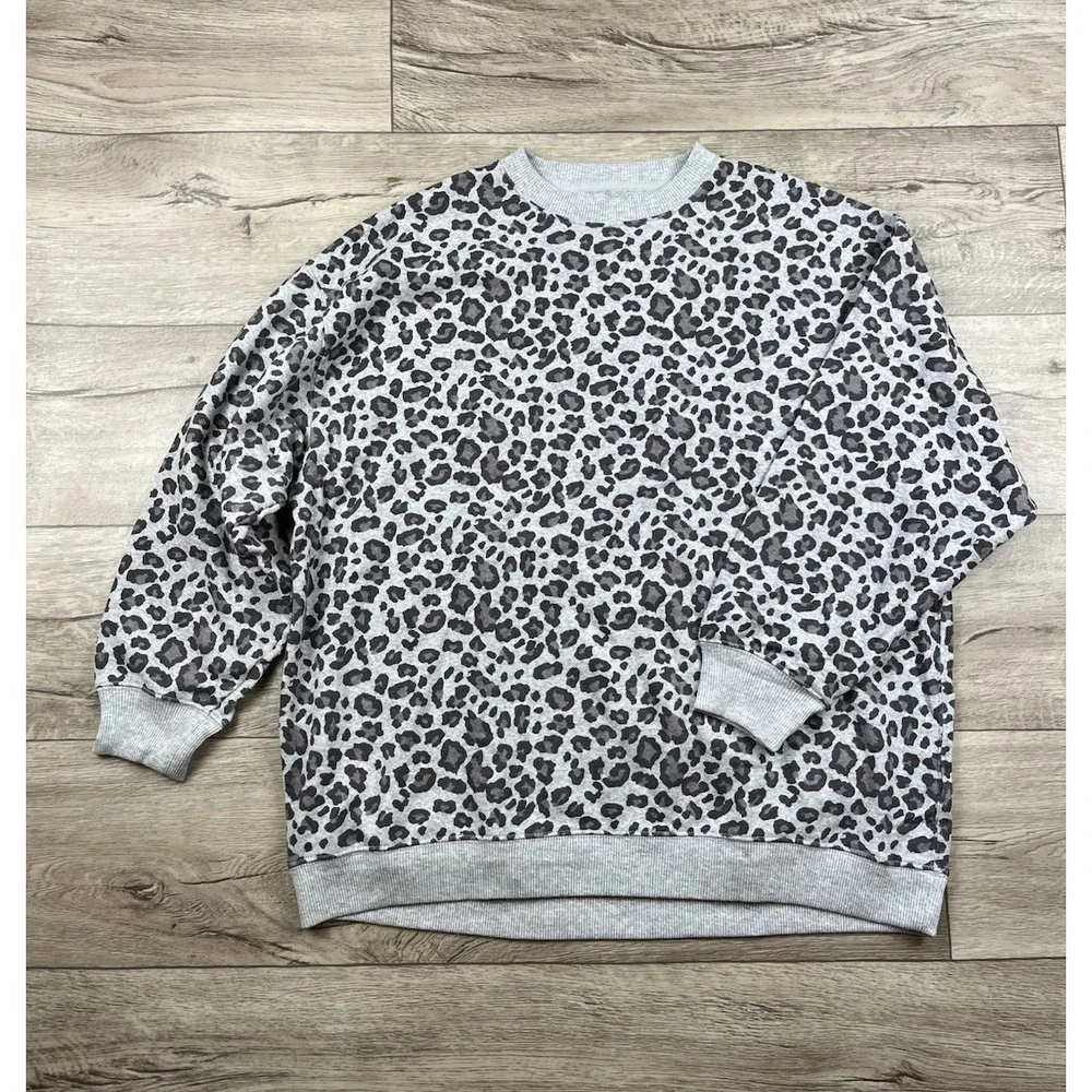American Eagle Sweatshirt Small Ahh-mazingly Soft Jegging Fit Relaxed Leopard - Picture 13 of 13